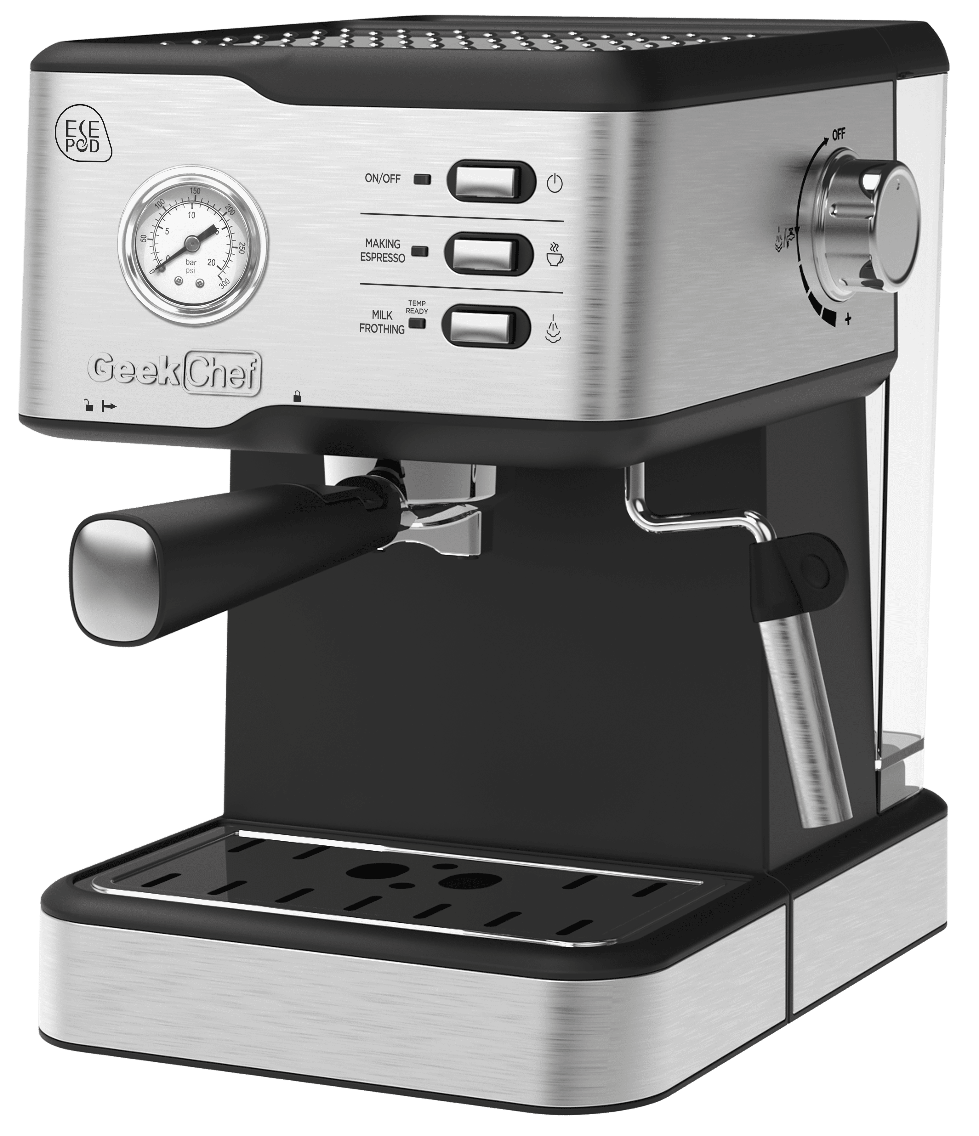 Geek Chef Espresso Machine; Espresso and Cappuccino latte Maker 20 Bar Pump Coffee Machine Compatible with ESE POD filter&Milk Frother Steam Wand; f Geek Chef Espresso Machine; Espresso and Cappuccino latte Maker 20 Bar Pump Coffee Machine Compatible with ESE POD filter&Milk Frother Steam Wand; f