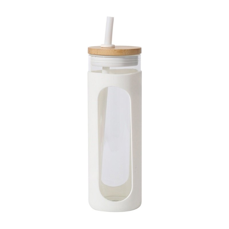 Glass Water Tumble Straw Silicone Bamboo Lids Iced Coffee Cup Bottle Reusable Glass Water Tumble Straw Silicone Bamboo Lids Iced Coffee Cup Bottle Reusable
