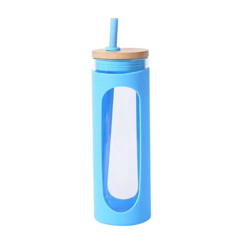 Glass Water Tumble Straw Silicone Bamboo Lids Iced Coffee Cup Bottle Reusable Glass Water Tumble Straw Silicone Bamboo Lids Iced Coffee Cup Bottle Reusable