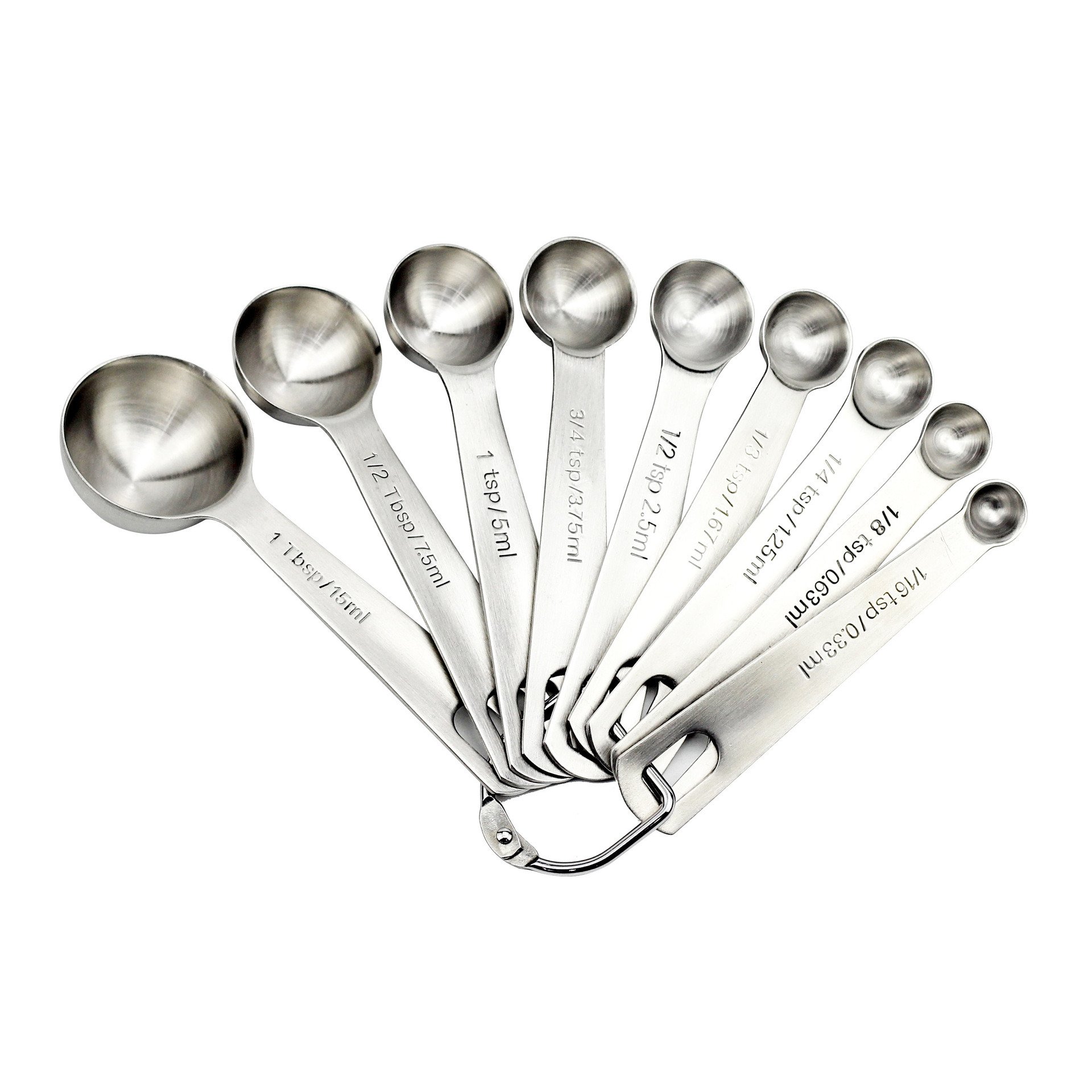 Measuring Spoons: U-Taste 18/8 Stainless Steel Measuring Spoons Set of 9 Piece: 1/16 tsp; 1/8 tsp; 1/4 tsp; 1/3 tsp; 1/2 tsp; 3/4 tsp; 1 tsp; 1 Measuring Spoons: U-Taste 18/8 Stainless Steel Measuring Spoons Set of 9 Piece: 1/16 tsp; 1/8 tsp; 1/4 tsp; 1/3 tsp; 1/2 tsp; 3/4 tsp; 1 tsp; 1